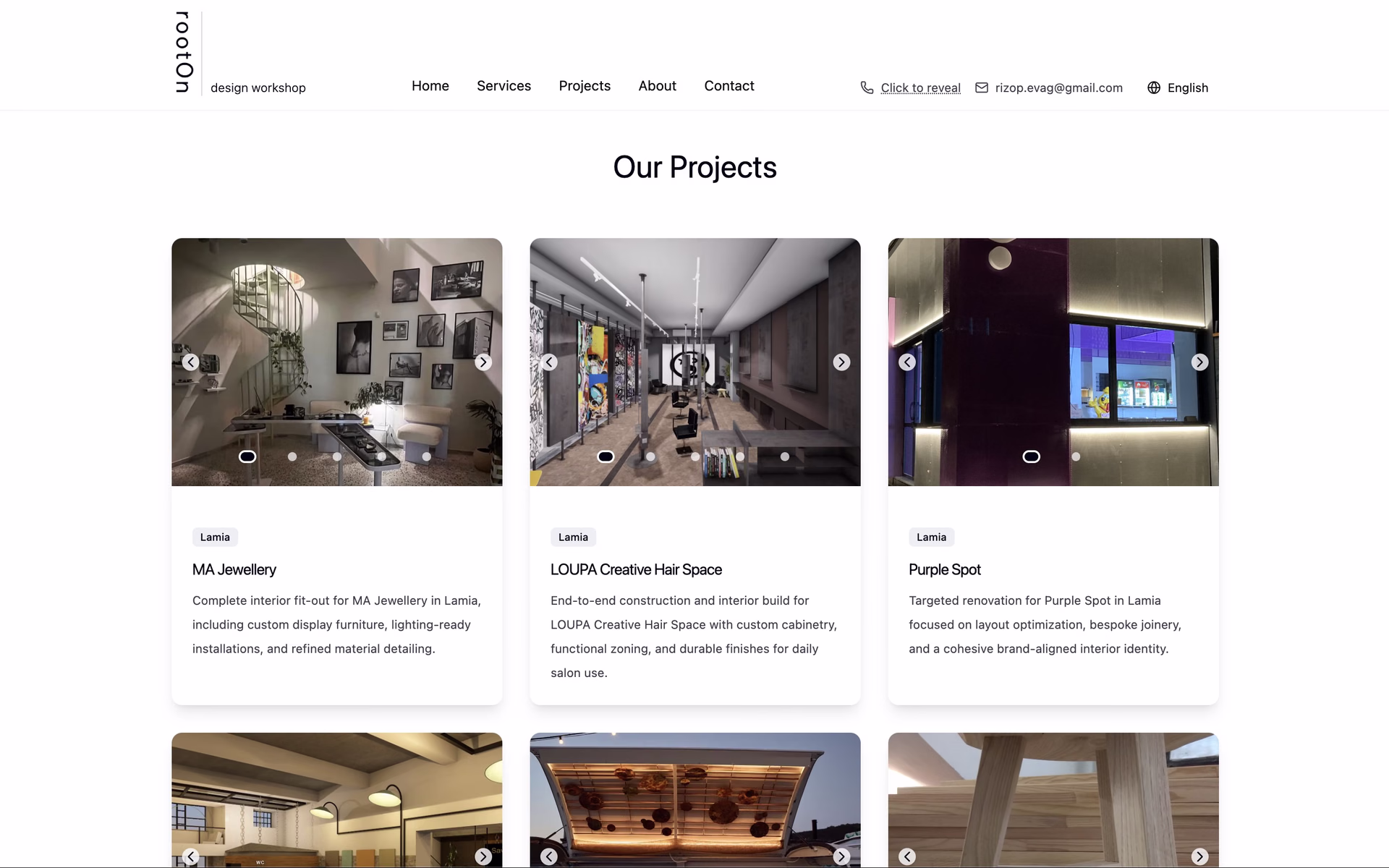 rootOn Construction bilingual website homepage